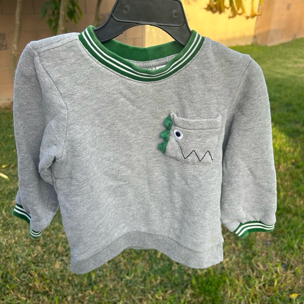Lacoste Gray Sweatshirt with Green Trim